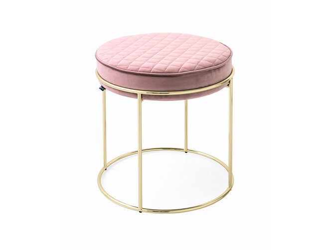 ATOLLO Footstool - Structure P175 Brass - Fabric Venice SOU Pink