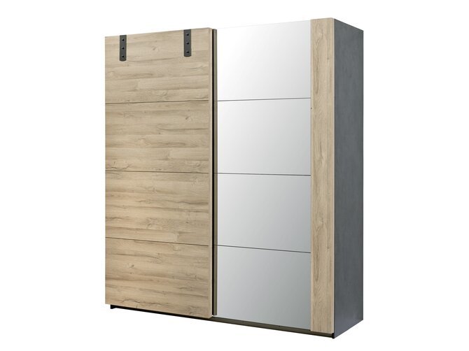 NORA Wardrobe 2 sliding doors - Oak - incl. 6 shelves & 1 hanging rod - 188cm