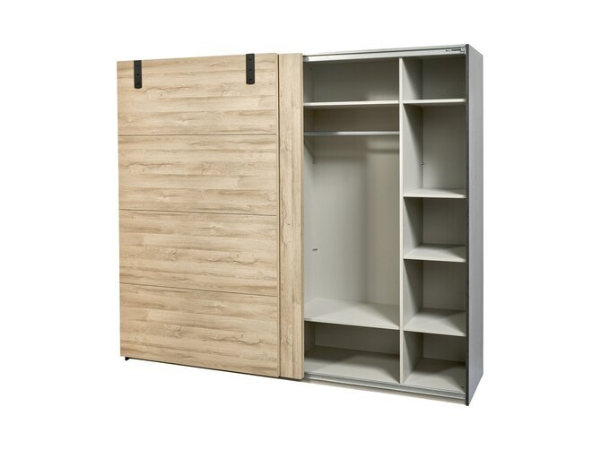 NORA Wardrobe 2 sliding doors - Oak - incl. 12 shelves & 2 hanging rods - 245cm