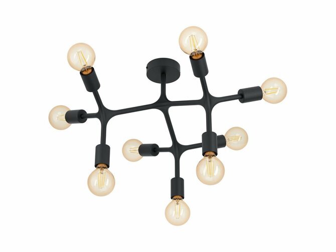 BOCADELLA 1 Plafondlamp - Zwart - incl. 9 E27 Led lampen