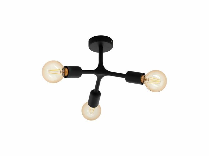 BOCADELLA 1 Plafondlamp - Zwart - incl. 3 E27 Led lampen