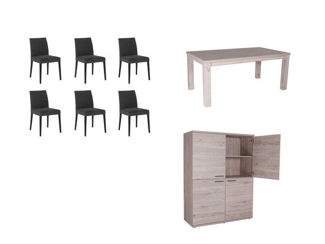 PROMO Natura Esszimmer 6 Personen mit Barschrank