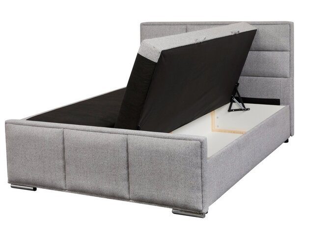 Box spring 140cm with integrated trunk and light grey upholstery