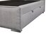 Box spring 160cm with integrated trunk and light grey upholstery;
