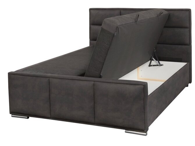 Box spring 140cm with integrated trunk and black upholstery