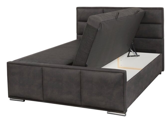 Box spring 160cm with integrated trunk and black upholstery