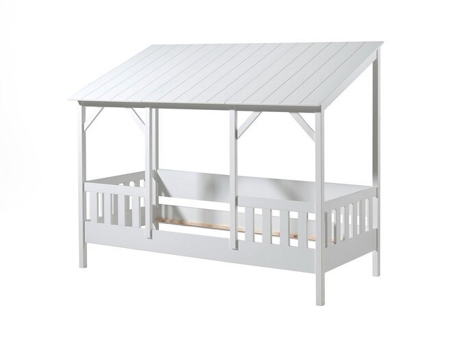 Housebed Bed met dak, wit, voor matras 90*200, lattenbodem inclusief